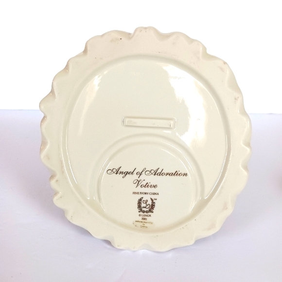 Vintage Lenox Angel of Adoration Pierced Votive Candleholder Trimmed in 24K Gold - Picture 5 of 5